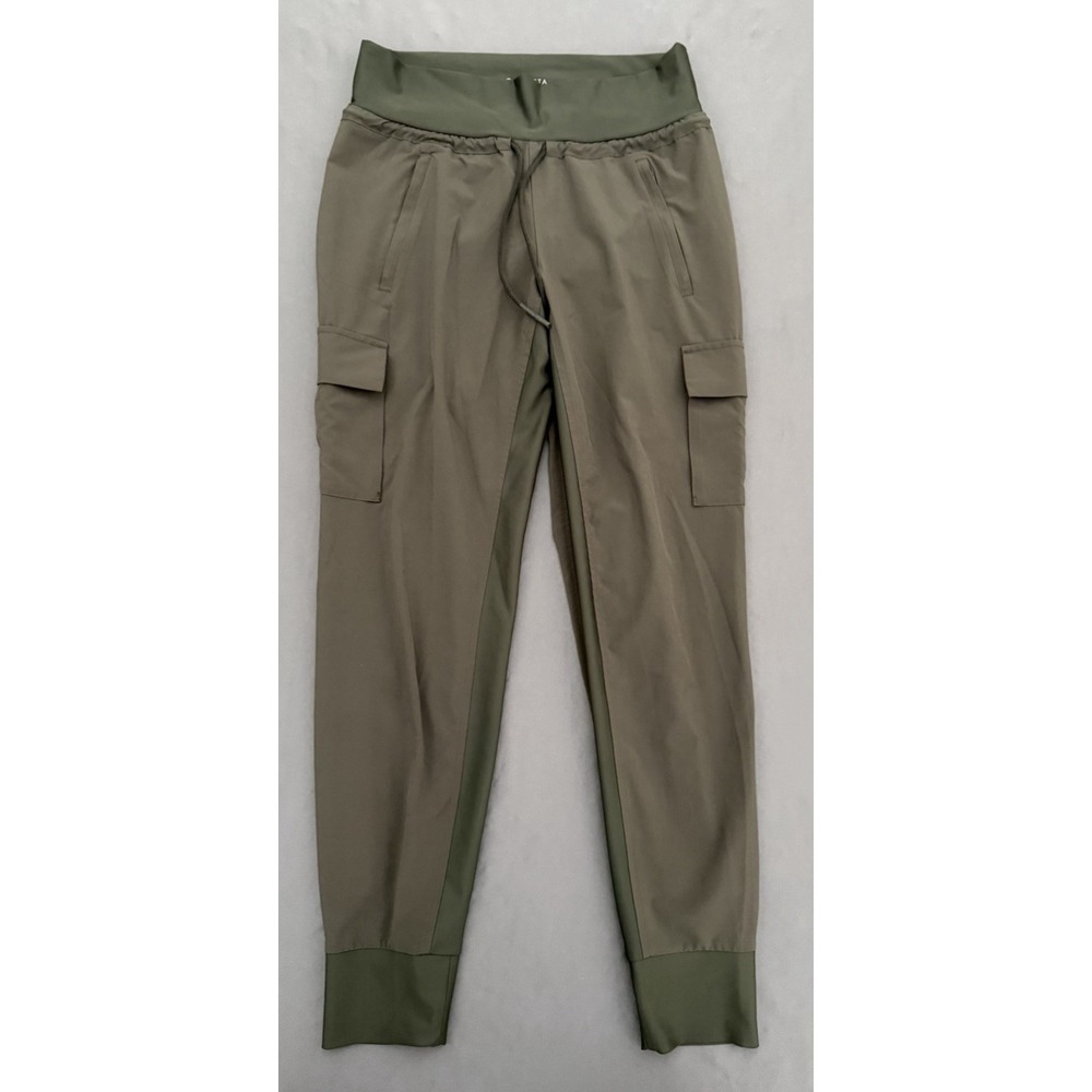 Athleta Cargo Joggers Leggings Womens Size 2 Gray Athletic Zip Pockets Stretchy